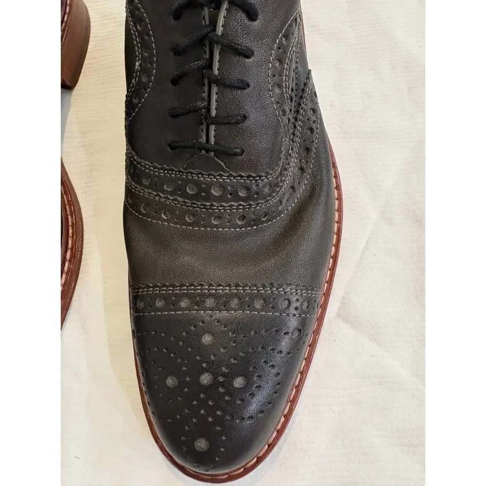 Johnston & Murphy 1850 Cap Toe Brogue Oxfords Men's 8 M Dark Gray Leather